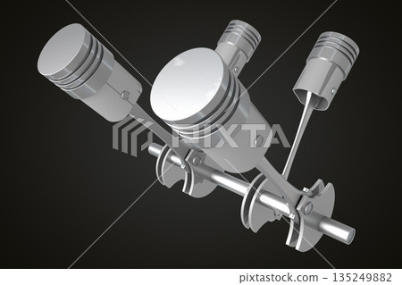 Four cylinder car engine isolated on black background Four cylinder car engine isolated on black background 135249882