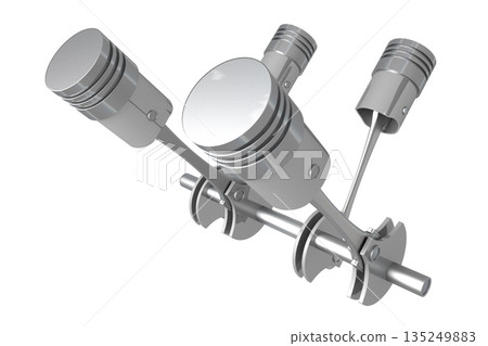 Four cylinder car engine isolated on white background Four cylinder car engine isolated on white background 135249883
