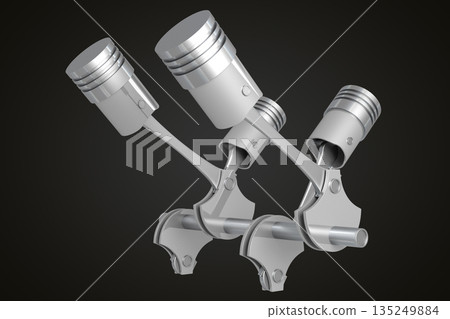 Four cylinder car engine isolated on black background Four cylinder car engine isolated on black background 135249884