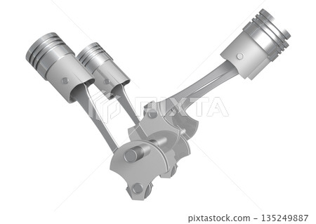 Four cylinder car engine isolated on white background Four cylinder car engine isolated on white background 135249887