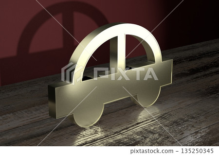 Geometrical passenger car shape on wooden desks Geometrical passenger car shape on wooden desks 135250345