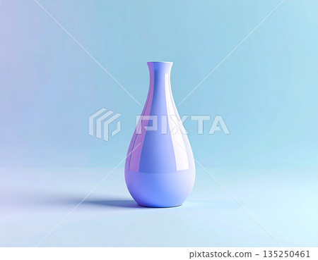 Interior decoration. Ceramic vase in violet tones on a white background. Modern minimalist vase. Neutral tones. Interior decoration. Ceramic vase in violet tones on a white background. Modern minimalist vase. Neutral tones. 135250461