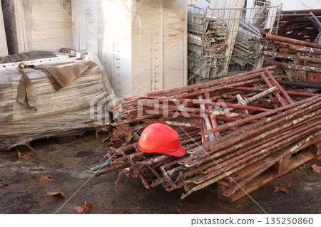 background of real construction, elements and tools disorder 135250860
