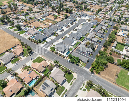 Aerial view of Yucaipa city, in San Bernardino County, California, United States 135251094
