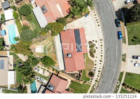 Aerial view of Yucaipa city, in San Bernardino County, California, United States 135251114