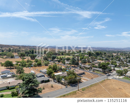 Aerial view of Yucaipa city, in San Bernardino County, California, United States 135251116
