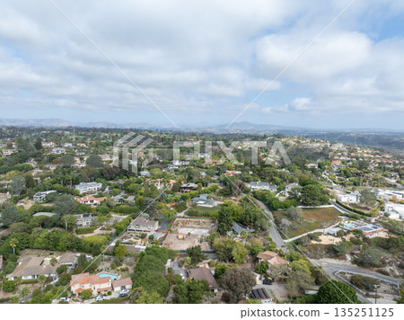 Aerial view of Del Mar town in San Diego, California 135251125