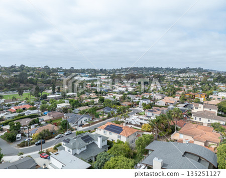 Aerial view of Del Mar town in San Diego, California 135251127