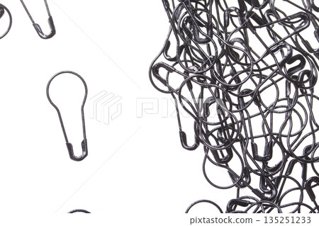 Background of pear-shaped pins on a white background Background of pear-shaped pins on a white background 135251233