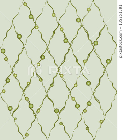Lattice of curved lines illustration. Soft green plant element on green background. Abstract geometry rhomb design element. Graceful plant ornament Lattice of curved lines illustration. Soft green plant element on green background. Abstract geometry rhomb design element. Graceful plant ornament 135251391