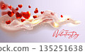 Abstract Valentines day wave background with Hearts. Congratulations card. 135251638