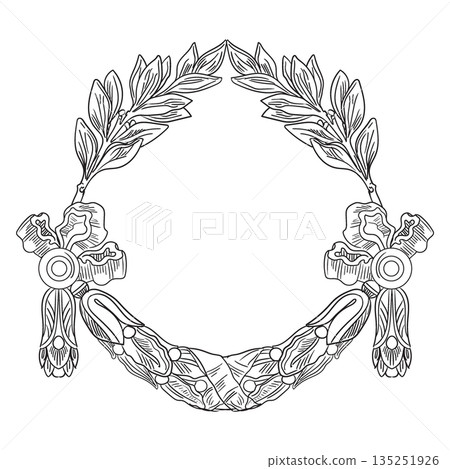Vintage vector engraved frame baroque design element 135251926