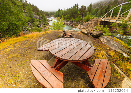 Mountain river and rest place in Norway Mountain river and rest place in Norway 135252034