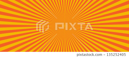 Radial ray background with orange and yellow sunburst pattern in retro geometric style. Radial ray pattern with dynamic centered symmetry. Vector illustration Radial ray background with orange and yellow sunburst pattern in retro geometric style. Radial ray pattern with dynamic centered symmetry. Vector illustration 135252405