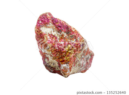 Colorful Chalcopyrite Mineral with Golden Flecks Isolated 135252640