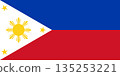 Philippines Flag icon. Flag of Philippines badge standard colours. National Philippine flag symbol, button. 135253221