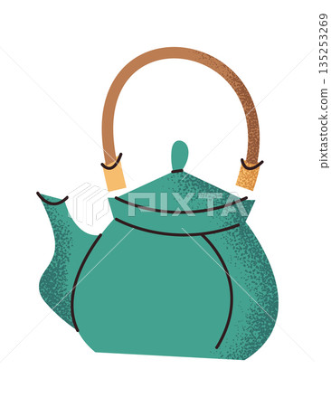 Traditional tea kettle sticker design Traditional tea kettle sticker design 135253269