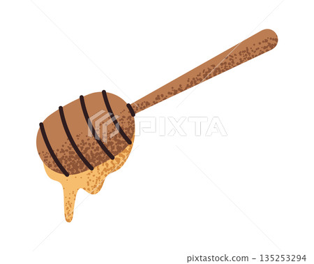 Wooden honey dipper sticker design Wooden honey dipper sticker design 135253294