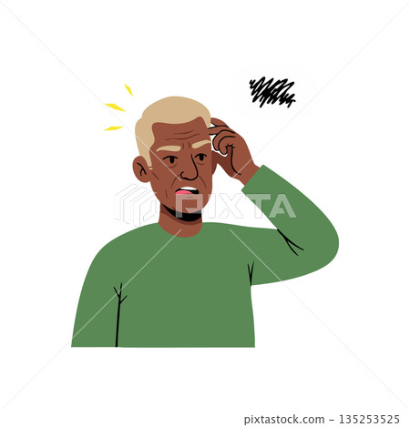 Elderly man with confused expression and green sweater thinking vector illustration Elderly man with confused expression and green sweater thinking vector illustration 135253525