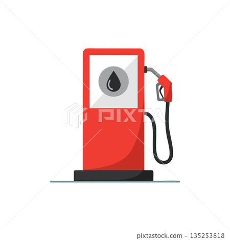 Red fuel pump icon with black droplet symbol vector illustration design 135253818