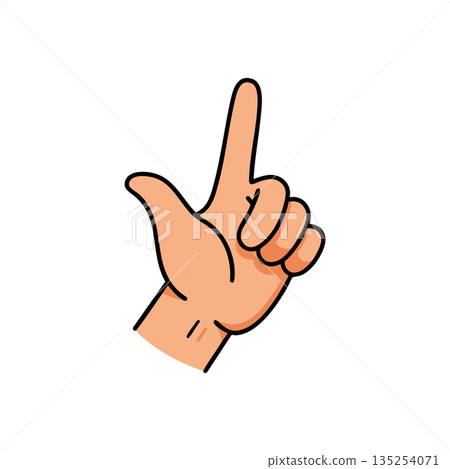 Hand gesture pointing upward with index finger raised vector illustration design for communication and expression 135254071