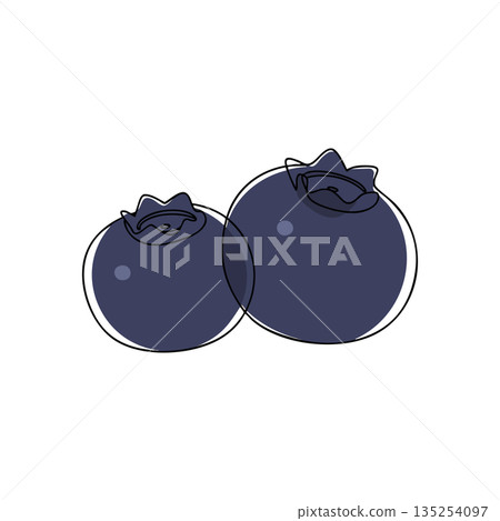 Blueberry fruit vector illustration with dark blue color and simple design isolated on white background 135254097