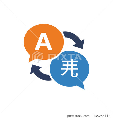 Language translation icon with speech bubbles and arrows for communication and multilingual interaction vector illustration 135254112