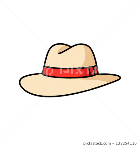 Panama hat with red band stylish summer accessory for sun protection and fashion vector illustration 135254116