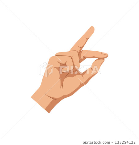 Human hand showing pinch gesture with index finger and thumb isolated on white background vector illustration Human hand showing pinch gesture with index finger and thumb isolated on white background vector illustration 135254122