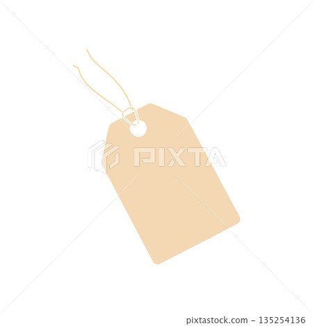 Beige blank price tag with string hanging isolated on white background vector illustration for labeling and branding purposes Beige blank price tag with string hanging isolated on white background vector illustration for labeling and branding purposes 135254136