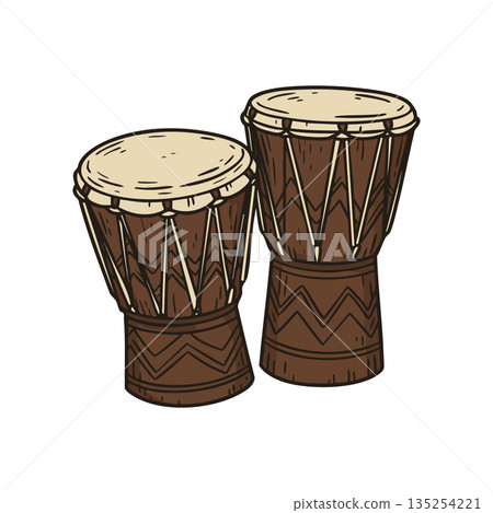 African djembe drums traditional hand percussion instruments vector illustration African djembe drums traditional hand percussion instruments vector illustration 135254221