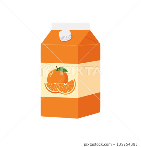 Orange juice carton packaging with citrus fruit illustration vector design Orange juice carton packaging with citrus fruit illustration vector design 135254383