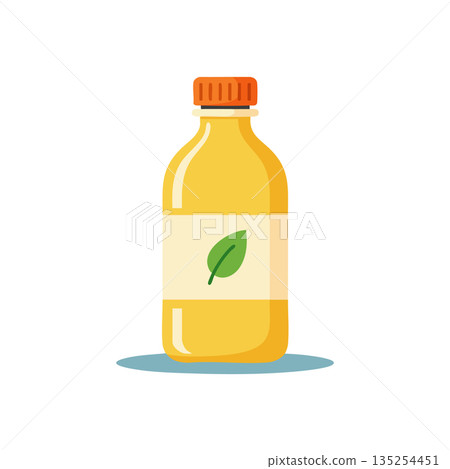Bottle of orange juice with leaf label and orange cap vector illustration Bottle of orange juice with leaf label and orange cap vector illustration 135254451