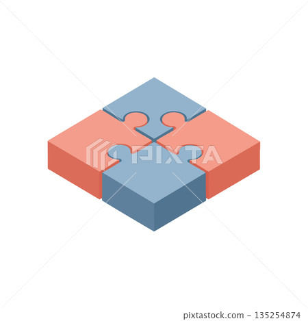 Puzzle pieces four parts interlocking teamwork concept blue and red colors vector design for business and strategy Puzzle pieces four parts interlocking teamwork concept blue and red colors vector design for business and strategy 135254874