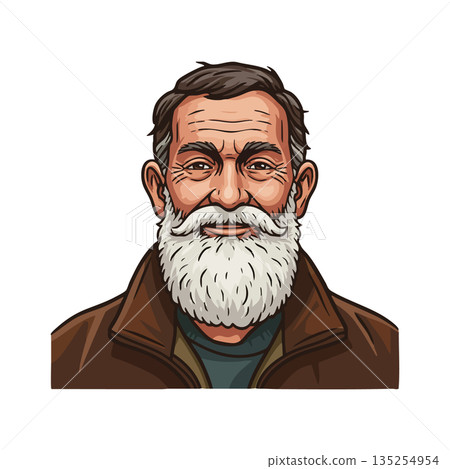Elderly man with white beard and brown jacket vector portrait illustration Elderly man with white beard and brown jacket vector portrait illustration 135254954