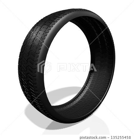 Single car tire on white background - 3D illustration Single car tire on white background - 3D illustration 135255458