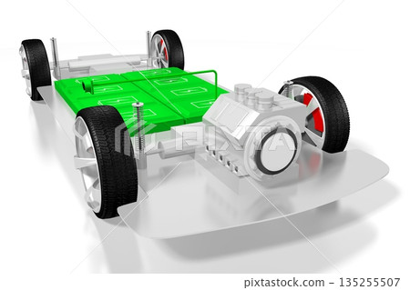 Electric car concept - 3D illustration 135255507
