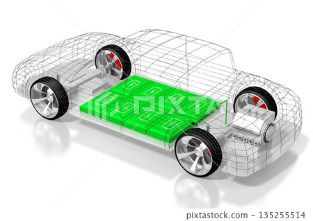 Electric car concept - 3D illustration Electric car concept - 3D illustration 135255514