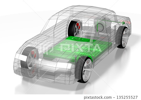 Electric car concept - 3D illustration 135255527