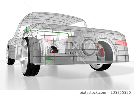 Electric car concept - 3D illustration Electric car concept - 3D illustration 135255530