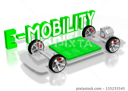 Electric car concept - 3D illustration Electric car concept - 3D illustration 135255545