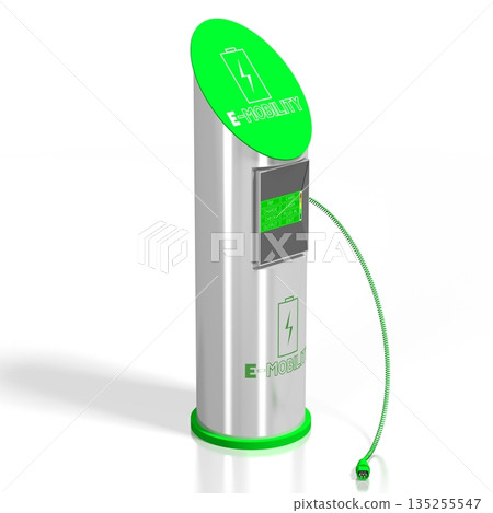 Electric car charging station - 3D illustration 135255547