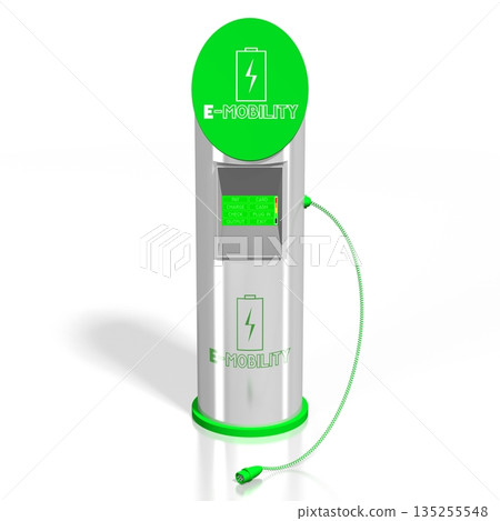 Electric car charging station - 3D illustration 135255548