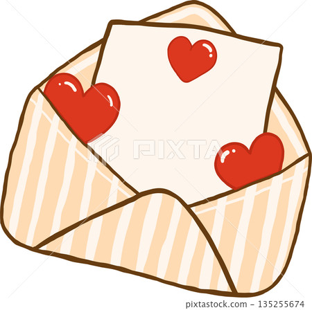 Cute Kawaii Love Letter with Hearts and Empty Paper hand drawn Cute Kawaii Love Letter with Hearts and Empty Paper hand drawn 135255674