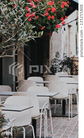Empty outdoor cafe terrace 135255808