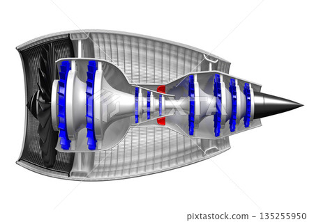 Cross section of jet engine isolated on white background 135255950