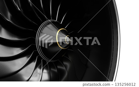 Jet engine blades - close-up - 3D illustration Jet engine blades - close-up - 3D illustration 135256012