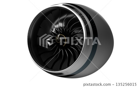 Jet engine isolated on white background - 3D illustration Jet engine isolated on white background - 3D illustration 135256015