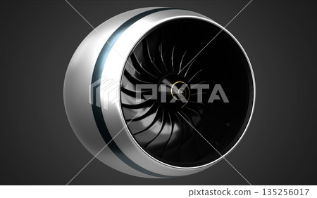 Jet engine isolated on grey background - 3D illustration Jet engine isolated on grey background - 3D illustration 135256017