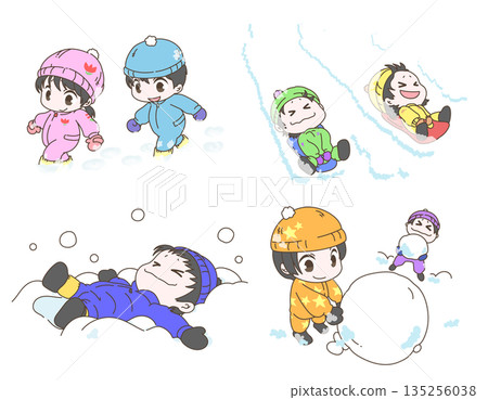 Children playing in the snow 135256038